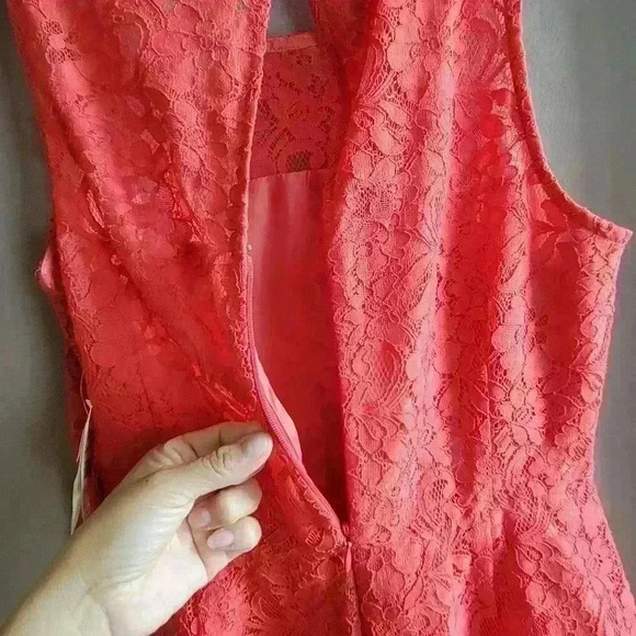 BRAND NEW J CREW Lined Coral Lace Women's Dress Size 4 Sleeveless Cocktail - Picture 3 of 11